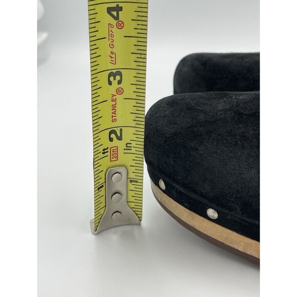 UGG Abbie Winter Clogs Womens Size 7 Black Suede Wooden Platform Slip on Hippie - Picture 8 of 9